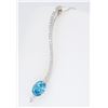 Image 2 : 14KT White Gold 2.40ct Blue Zircon and Diamond Pendant with Chain