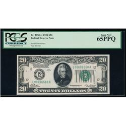 1928 $20 San Francisco Federal Reserve Note PCGS 65PPQ