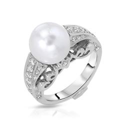 18KT White Gold 8.30ct Pearl and Diamond Ring