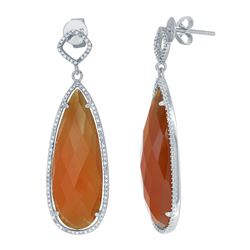 14KT White Gold 24.49ctw Honey Agate and Diamond Earrings