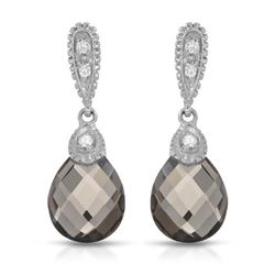 14KT White Gold 5.06ctw Smoky Topaz and Diamond Earrings