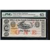 Image 1 : 1840s-70s $1 South Carolina Railroad Obsolete Note PMG 65EPQ