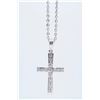 Image 1 : 18KT White Gold Diamond Cross Pendant with Chain