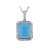 Image 1 : 14KT White Gold 4.34ct Turquoise and Diamond Pendant with Chain