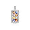 Image 1 : 14KT White Gold 4.08ctw Multi Color Sapphire and Diamond Pendant with Chain