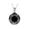 Image 1 : 14KT White Gold 2.12ct Onyx and Diamond Pendant with Chain