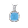 Image 1 : 14KT White Gold 9.91ct Turquoise and Diamond Pendant with Chain