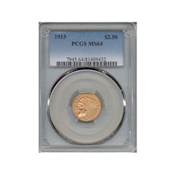 1913 $2.5 Indian Head Quarter Eagle Gold Coin NGC MS64