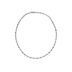 14KT White Gold 3.60ctw Multi Color Sapphire and Diamond Necklace
