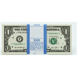 Lot of 100 Consecutive 2013 $1 Federal Reserve Notes