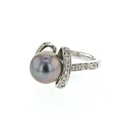 14KT White Gold 8.89ct Tahitian Pearl and Diamond Ring