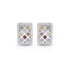 Image 1 : 14KT White Gold 2.88ctw Multi Color Sapphire and Diamond Earrings
