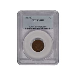1867/67 Indian Cent Coin PCGS VG10