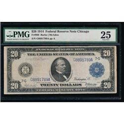 1914 $20 Chicago Federal Reserve Note PMG 25