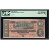 Image 1 : 1864 $10 Confederate States of America Note PCGS 64PPQ