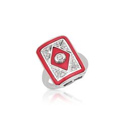 14KT White Gold 1.12ctw Coral and Diamond Ring