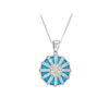 Image 1 : 14KT White Gold 9.10ct Turquoise and Diamond Pendant with Chain