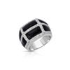 Image 1 : 18KT White Gold 4.41ctw Onyx and Diamond Ring
