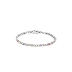 14KT White Gold Multi Color Sapphire and Diamond Bracelet