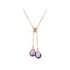 Image 1 : 14KT Rose Gold 4.54ctw Amethyst and Diamond Pendant with Chain
