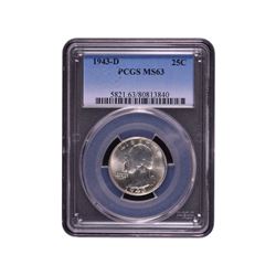 1943-D Washington Quarter Coin PCGS MS63