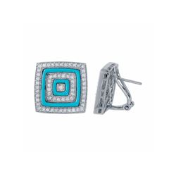 14KT White Gold 1.40ctw Turquoise and Diamond Earrings