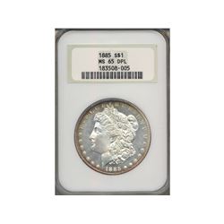 1885 $1 Morgan Silver Dollar Coin NGC MS65DPL