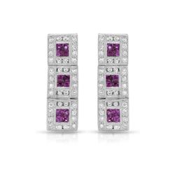 18KT White Gold 0.56ctw Ruby and Diamond Earrings
