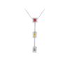 Image 1 : 14KT White Gold 0.65ctw Multi Color Sapphire and Diamond Pendant with Chain