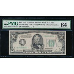 1934 $50 St Louis Federal Reserve Note PMG 64