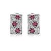 Image 2 : 14KT White Gold 0.78ctw Ruby and Diamond Earrings