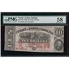 Image 1 : 1863 $10 State of North Carolina Obsolete Note PMG 58