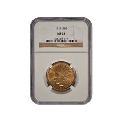 1911 $10 Liberty Head Eagle Gold Coin NGC MS62