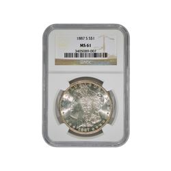 1887-S $1 Morgan Silver Dollar Coin NGC MS61