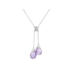 14KT White Gold 4.85ctw Amethyst and Diamond Pendant with Chain