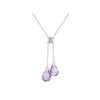 Image 1 : 14KT White Gold 4.85ctw Amethyst and Diamond Pendant with Chain
