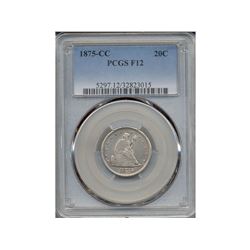 1875-CC Seated Liberty 20 Cent Coin PCGS F12