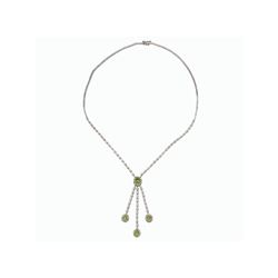 18KT White Gold 1.77ctw Peridot and Diamond Necklace