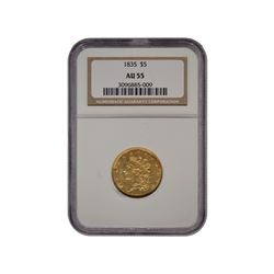 1835 $5 Classic Gold Coin NGC AU55