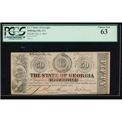 1862 $50 State of Georgia Obsolete Note PCGS 63