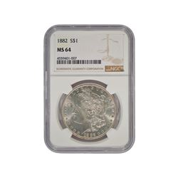 1882 $1 Morgan Silver Dollar Coin NGC MS64
