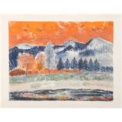 Guy Bardone, Neige au Ciel Orange, Lithograph