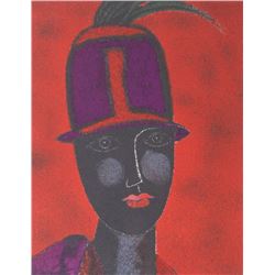 Franco Gentilini, Testa con Cappello Rosso, Lithograph