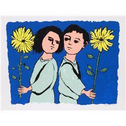 Frank Kleinholz, Twins with Flowers, Serigraph