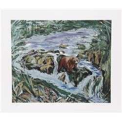 Everett Hibbard, Crossing The Stream, Lithograph