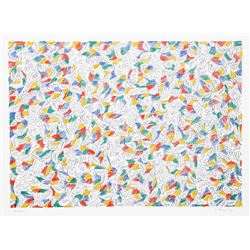 George Chemeche, Dancing Duck in Flowers, Serigraph