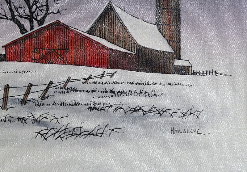 H Hargrove Barn In Winter Oil Painting