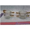 Image 2 : Lovely Vintage Heavy Ribbed Glass w/ Gold Trim Cream and Sugar Set