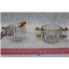 Image 3 : Lovely Vintage Heavy Ribbed Glass w/ Gold Trim Cream and Sugar Set