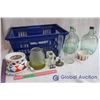 Image 1 : Lot of Glass Bottles, Decor and Wax Melter W/ Walmart Crate